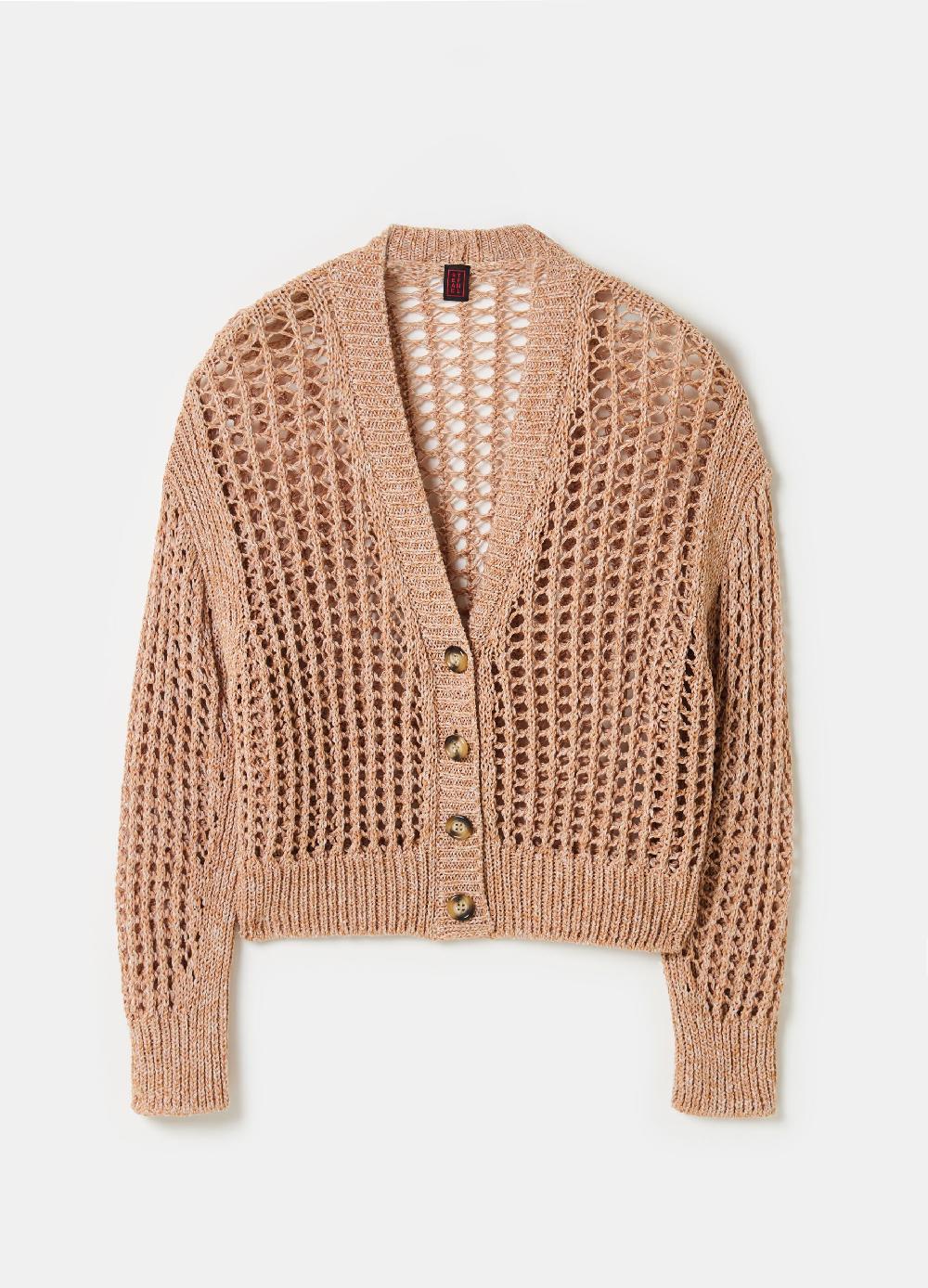 Stefanel Cardigan over trama forata effetto mouline Nuovo