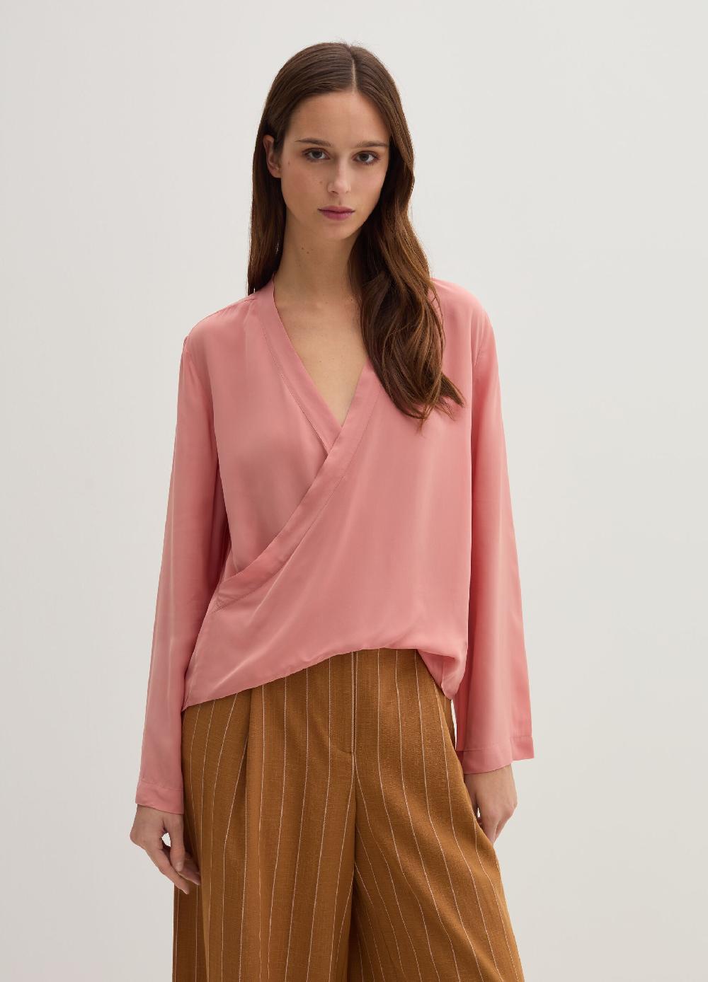 Stefanel Blusa in crêpe de chine scollo con incrocio Spedizione Gratuita
