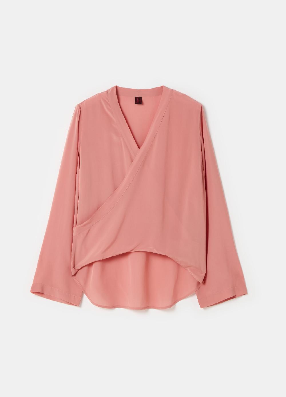 Stefanel Blusa in crêpe de chine scollo con incrocio Spedizione Gratuita