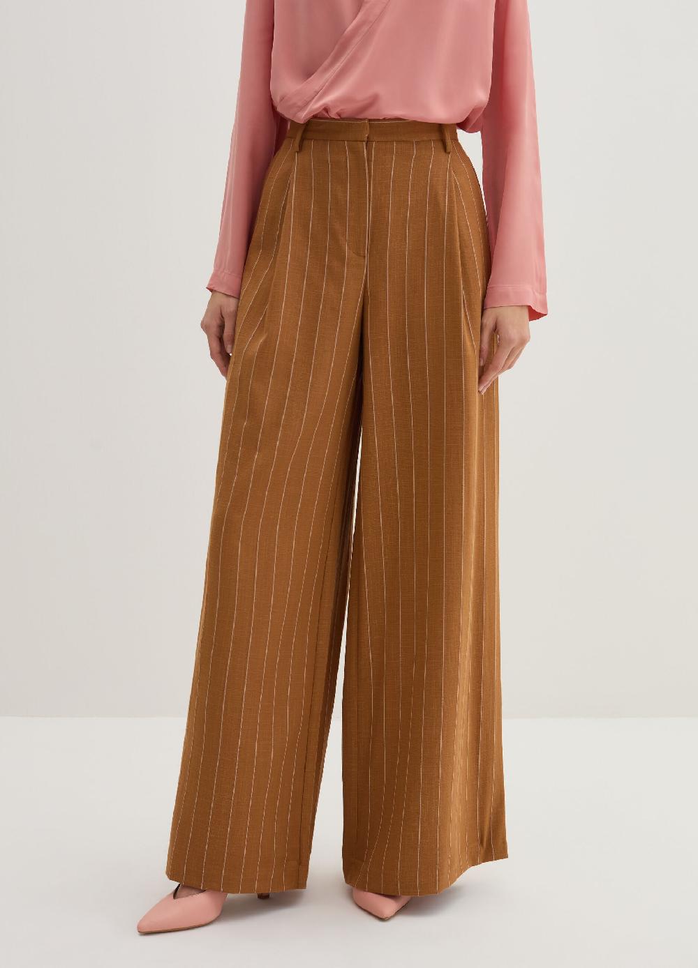 Stefanel Pantalone wide leg gessato Consegna Veloce