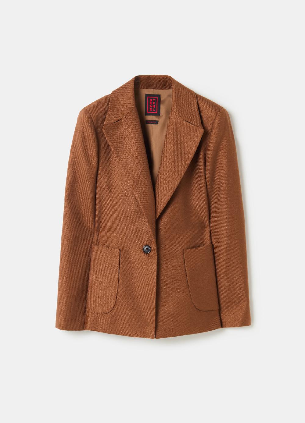 Stefanel Blazer monopetto in shiny twill con tasche Convenienza