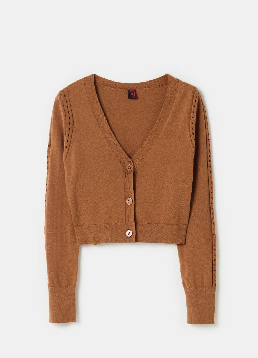 Stefanel Cardigan con dettagli traforati scollo a V Economico