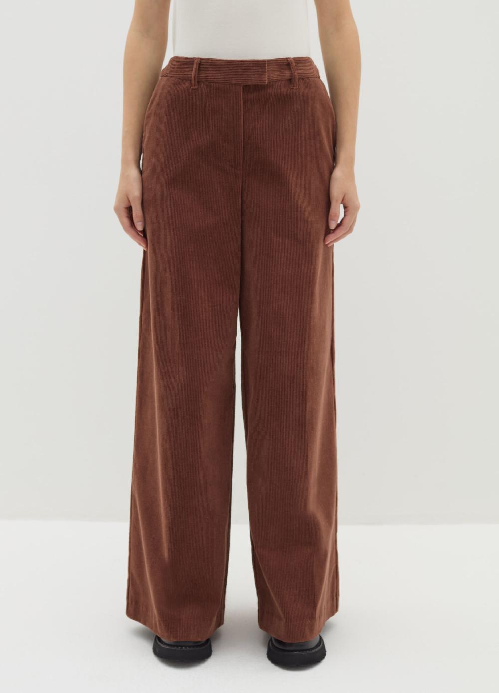 Stefanel Pantalone a gamba larga in corduroy Vendita Calda