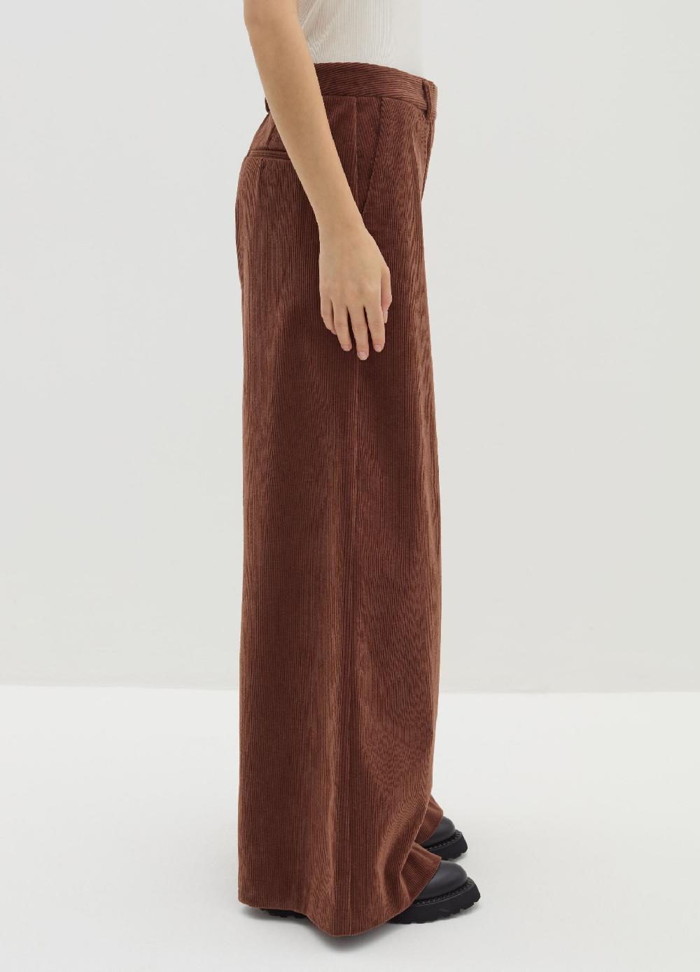 Stefanel Pantalone a gamba larga in corduroy Vendita Calda