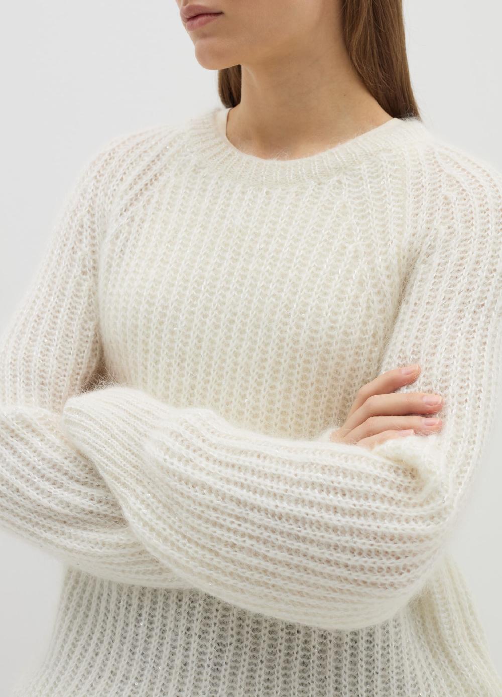 Stefanel Pullover a coste inglesi con micro paillettes Vendita Calda