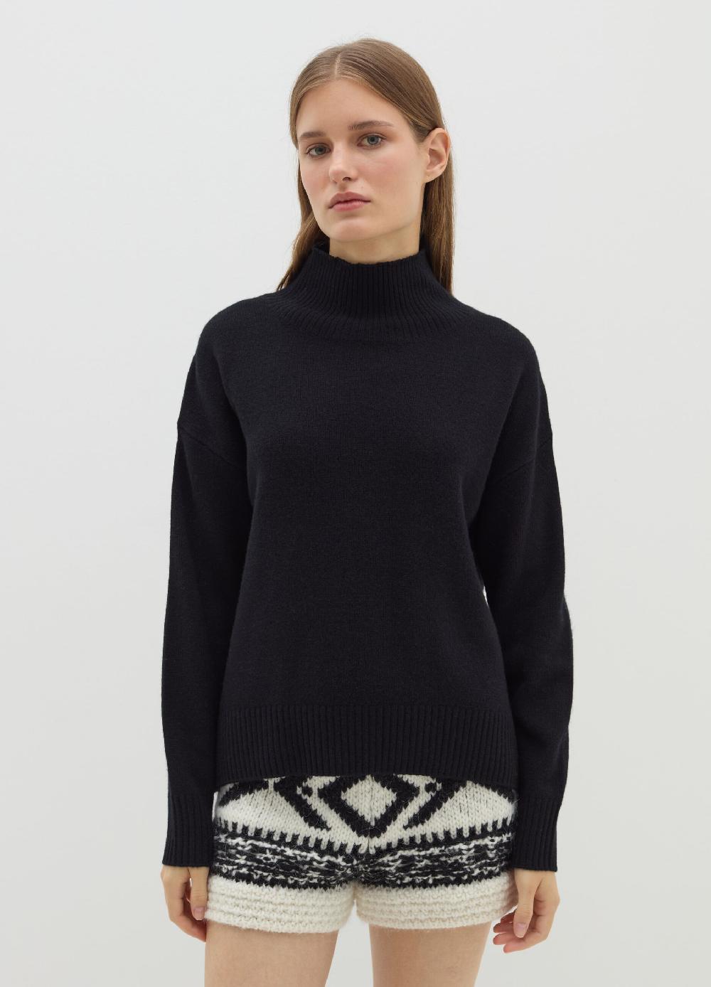 Stefanel Pullover mock neck in lana cardata Vendita Economica