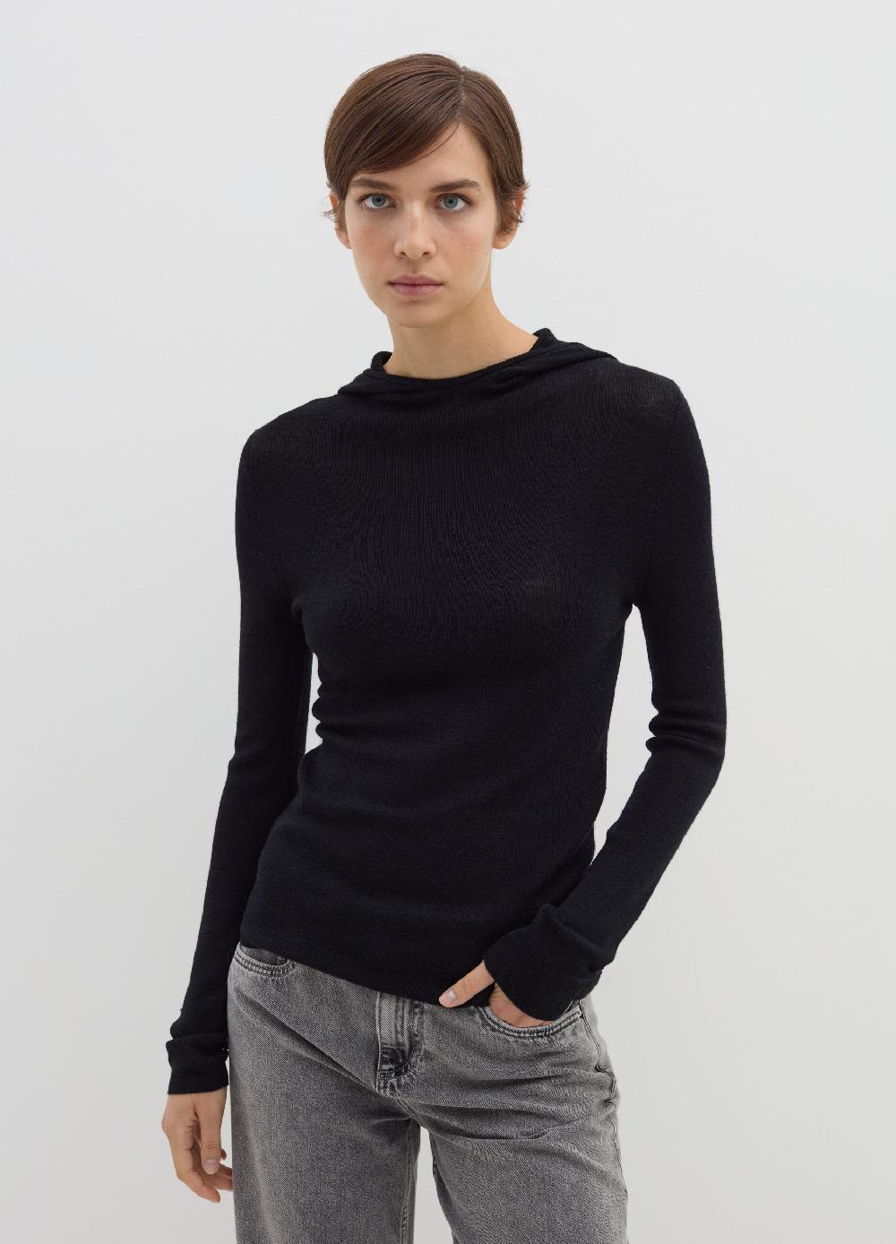 Stefanel Maglia in lana e seta con cappuccio Vendite Flash