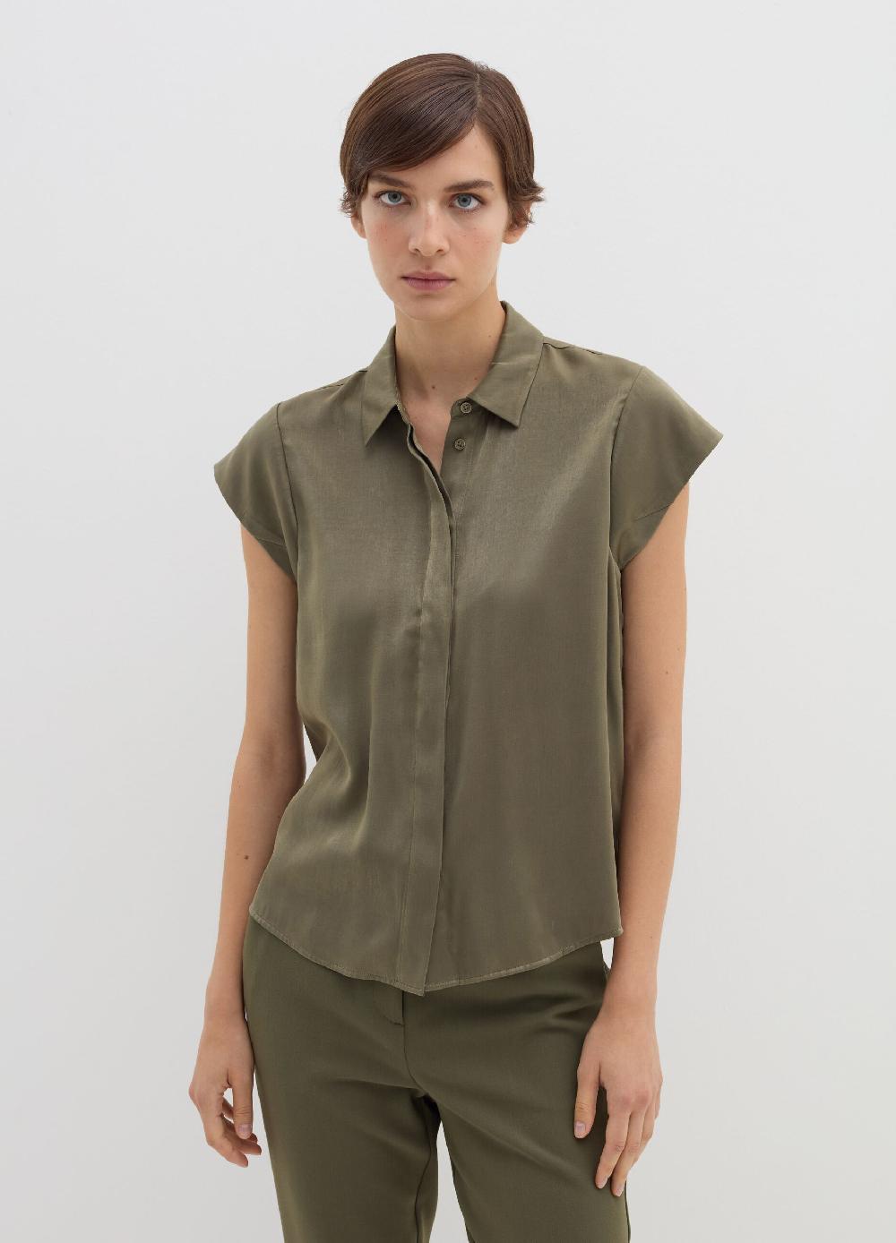 Stefanel Camicia in viscosa a maniche corte Vendita Calda