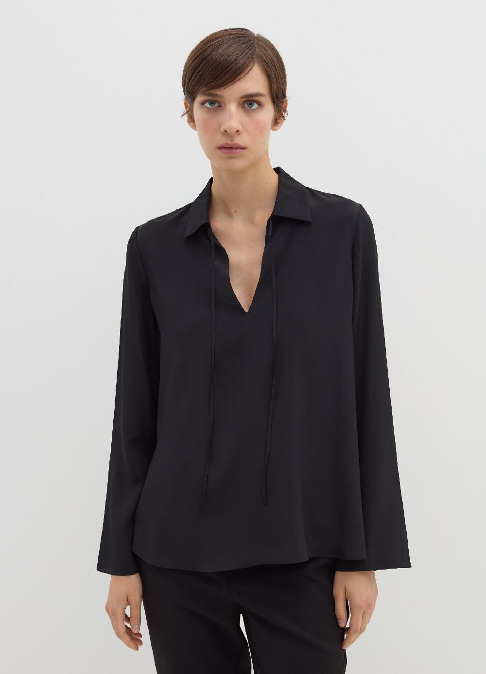 Stefanel Blusa in crêpe de chine con scollo a polo I Più Venduti