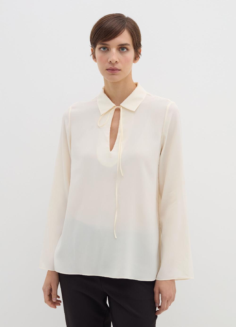 Stefanel Blusa in crêpe de chine con scollo a polo Negozio