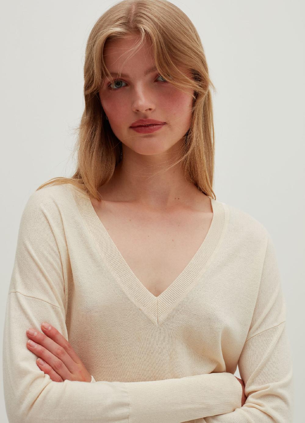 Stefanel Pullover in lana e seta con scollo a V Consegna Veloce