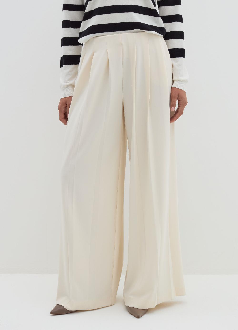 Stefanel Pantalone palazzo plisse in crêpe In Vendita