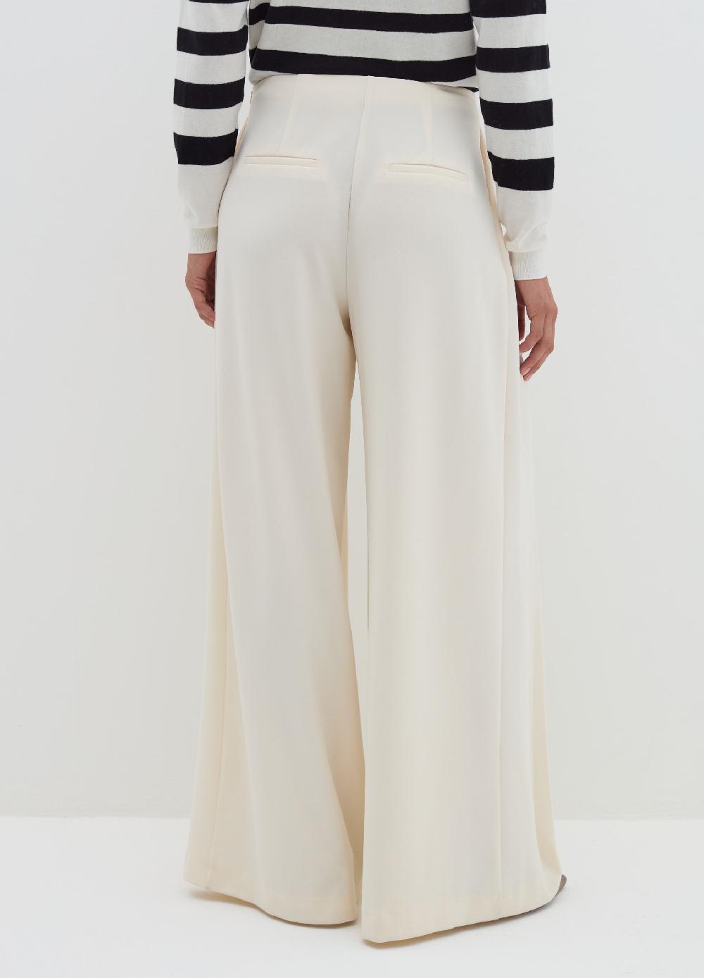 Stefanel Pantalone palazzo plisse in crêpe In Vendita