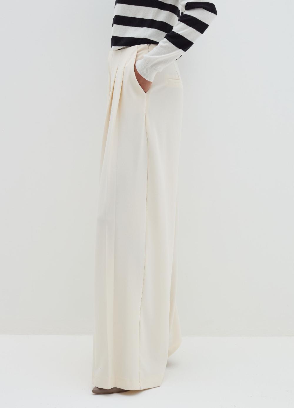 Stefanel Pantalone palazzo plisse in crêpe In Vendita