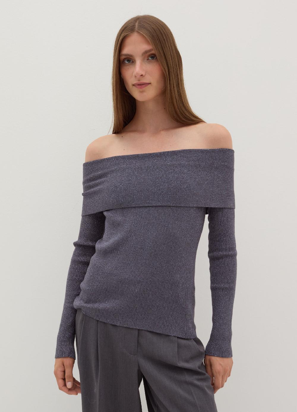 Stefanel T-shirt in lurex a costine con spalle scoperte 2025