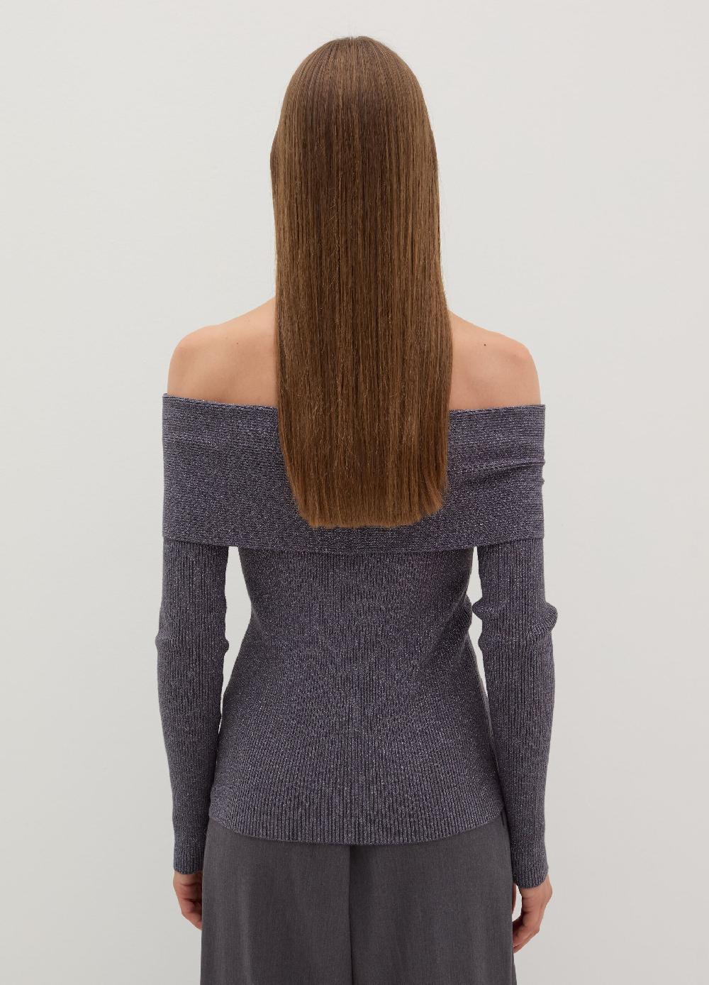 Stefanel T-shirt in lurex a costine con spalle scoperte 2025