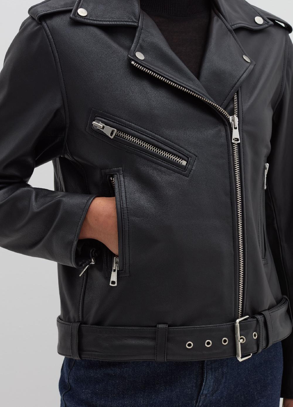 Stefanel Giacca biker in pelle con zip Vendita