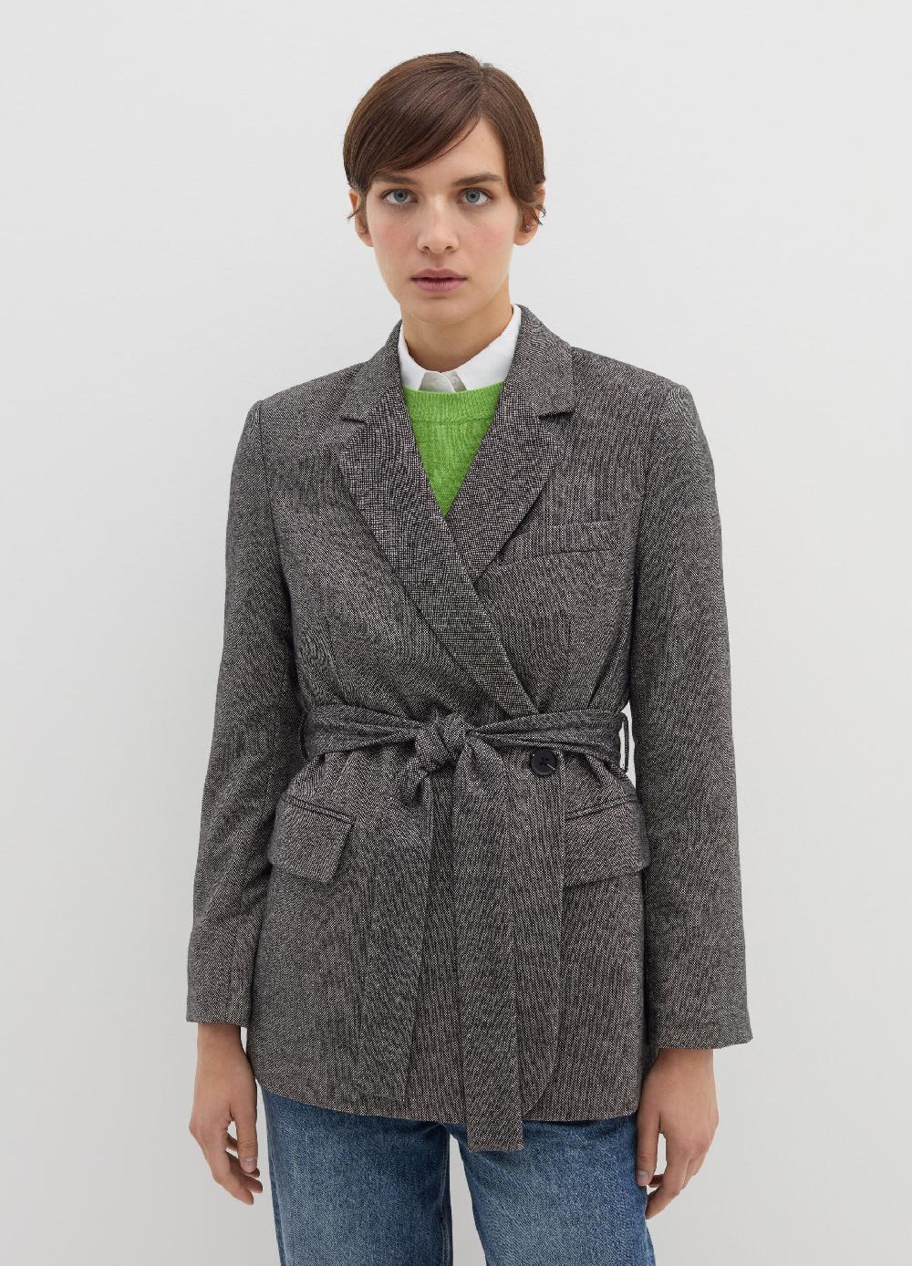 Stefanel Blazer doppiopetto in tweed con cintura Spedizione Gratuita