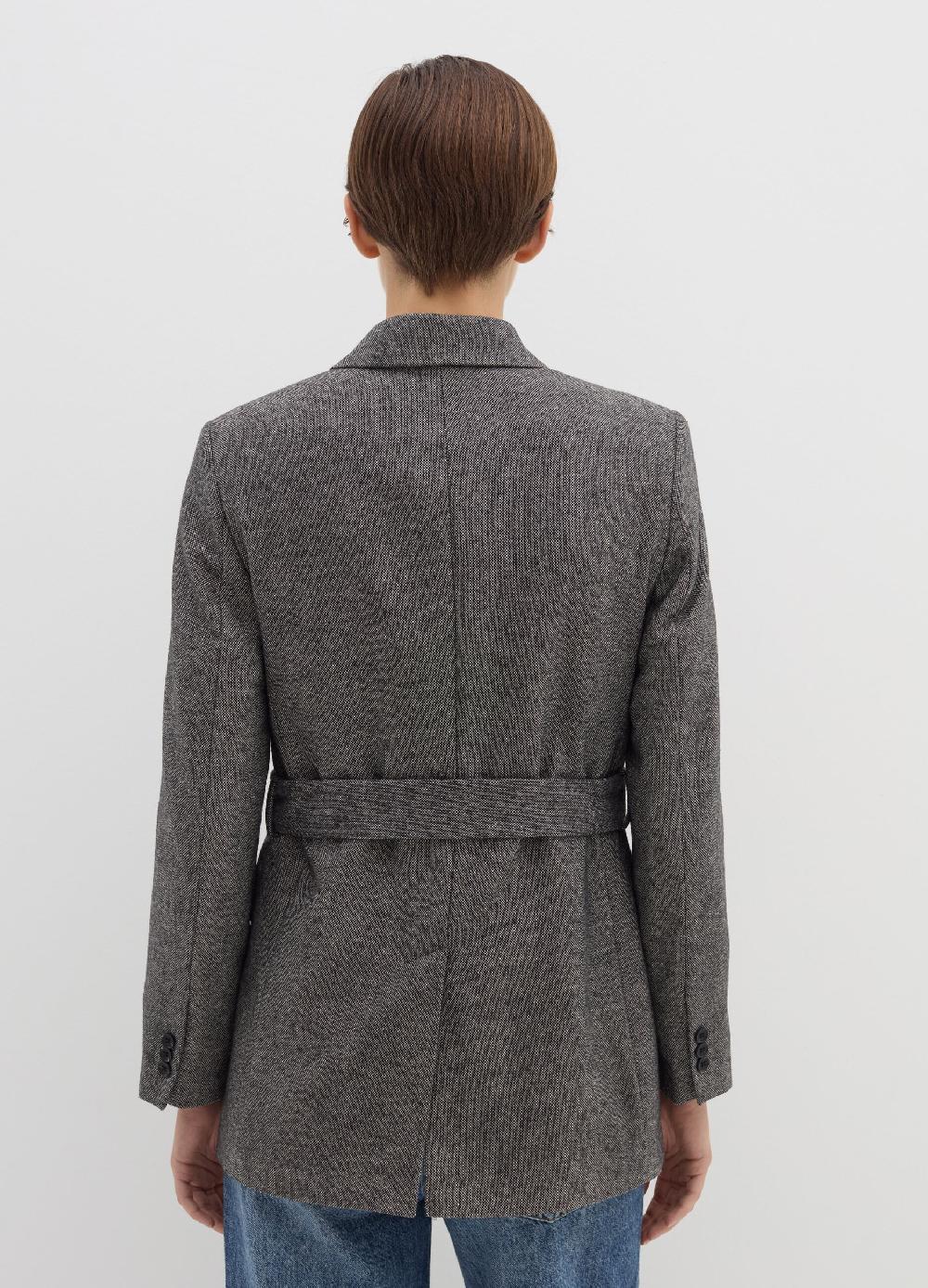 Stefanel Blazer doppiopetto in tweed con cintura Spedizione Gratuita