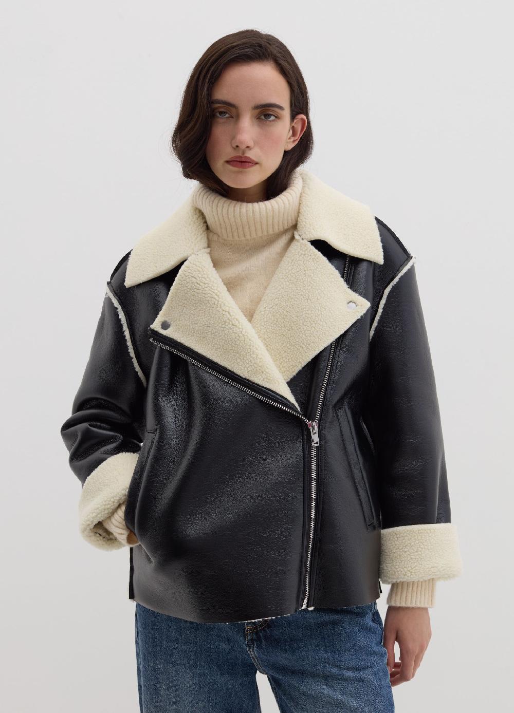 Stefanel Montone effetto lucido con interno in shearling Qualità Garantita