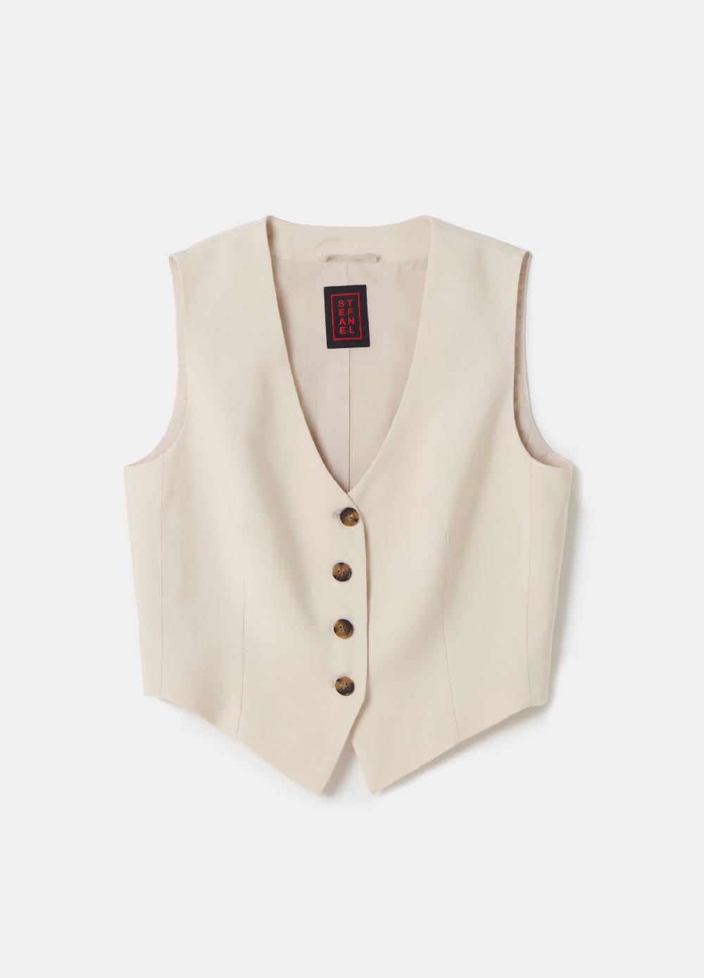 Stefanel Gilet monopetto in twill tecnico Italy