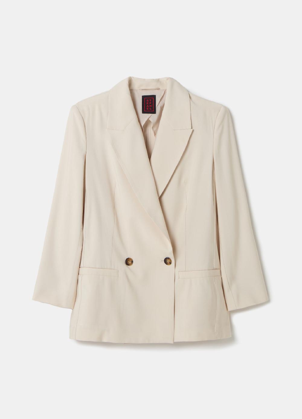 Stefanel Blazer fluido doppiopetto in twill tecnico Italia
