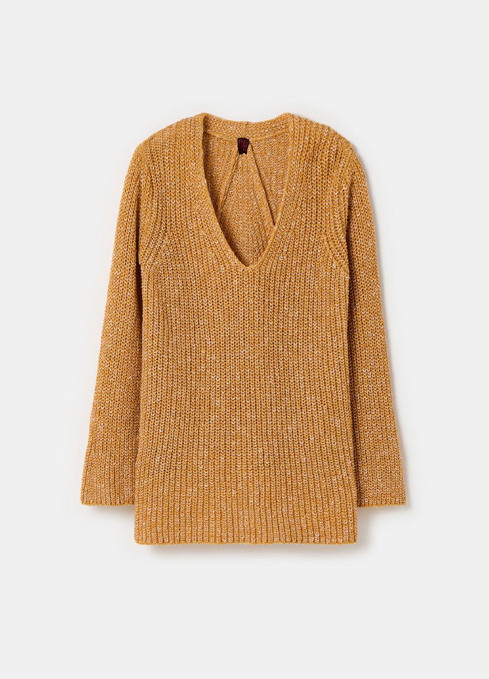 Stefanel Pullover con fantasia bicolore scollo a V Grande vendita