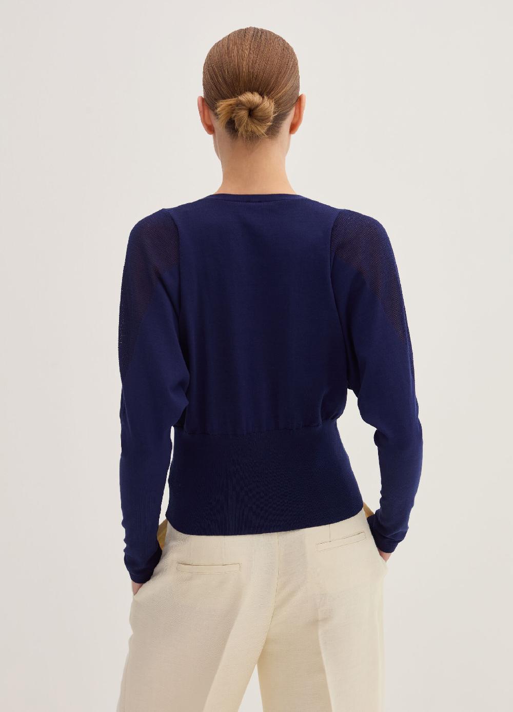 Stefanel Cardigan in crêpe con inserto in mesh Fornitura limitata