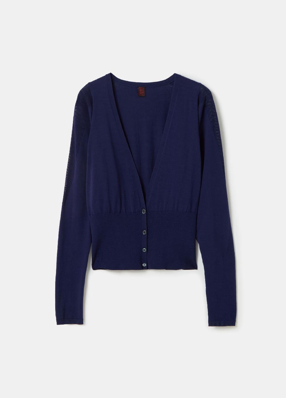 Stefanel Cardigan in crêpe con inserto in mesh Fornitura limitata