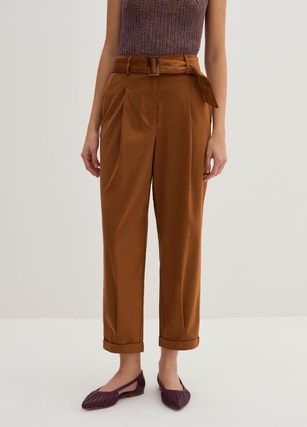 Stefanel Pantalone a sigaretta ankle fit in suede Offerta natalizia