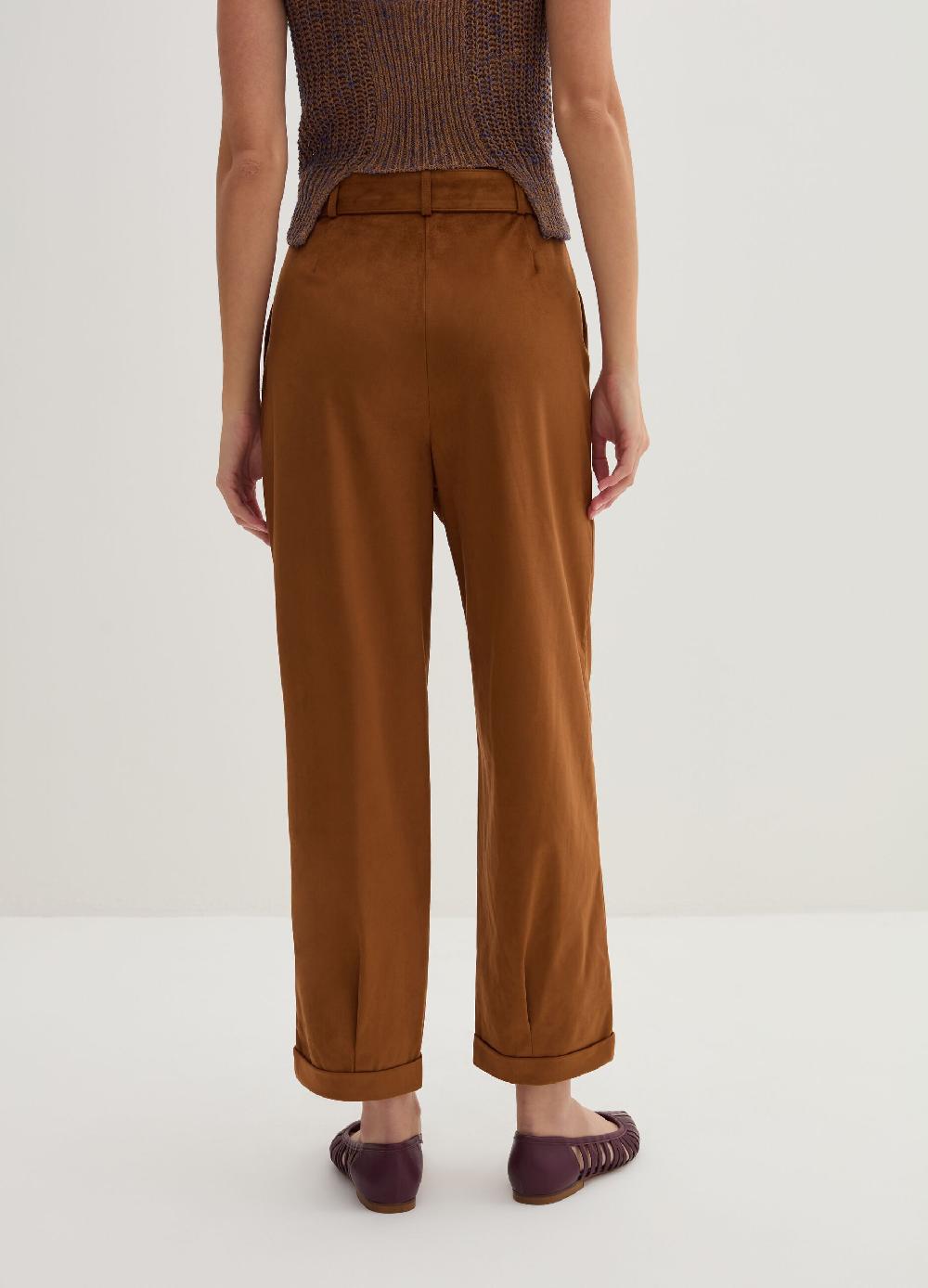 Stefanel Pantalone a sigaretta ankle fit in suede Offerta natalizia