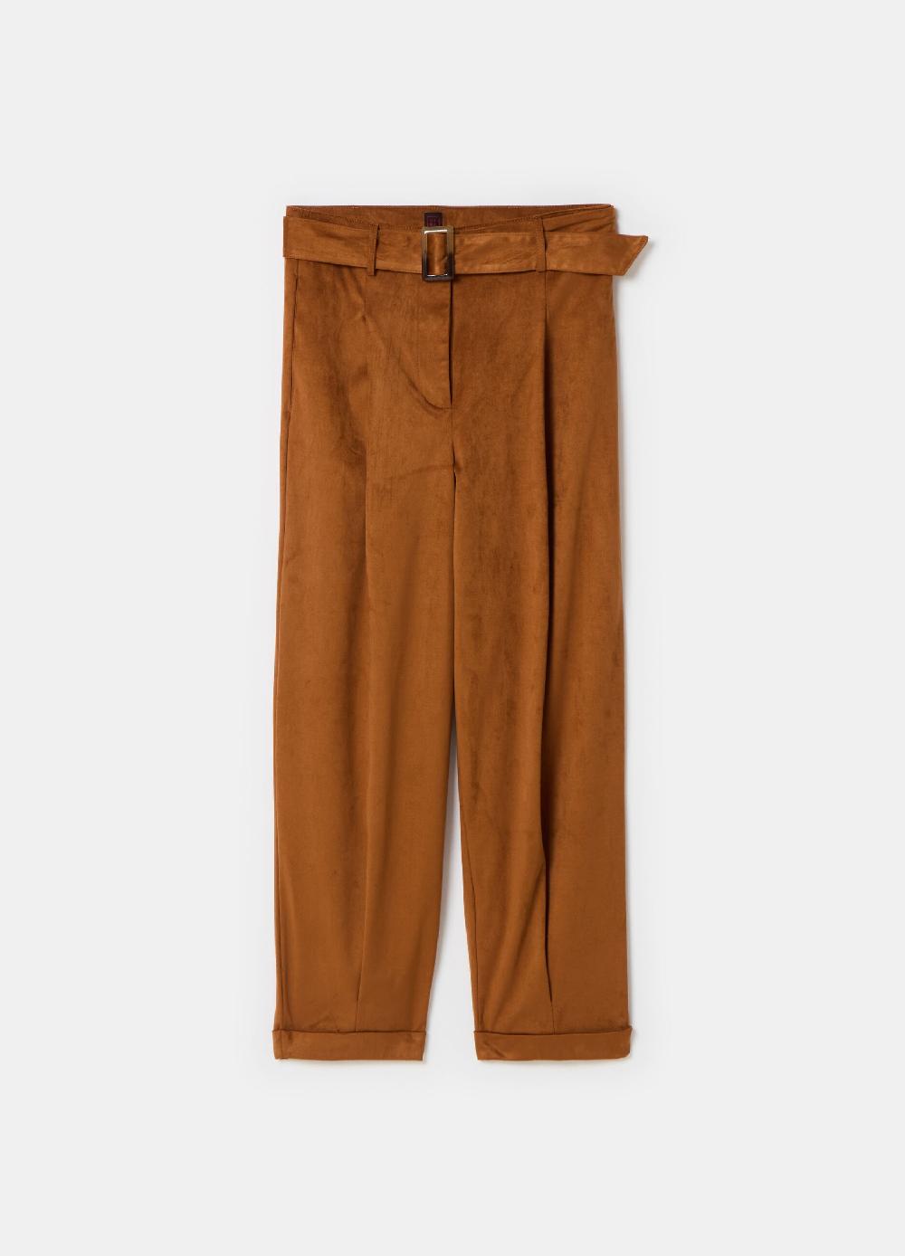 Stefanel Pantalone a sigaretta ankle fit in suede Offerta natalizia