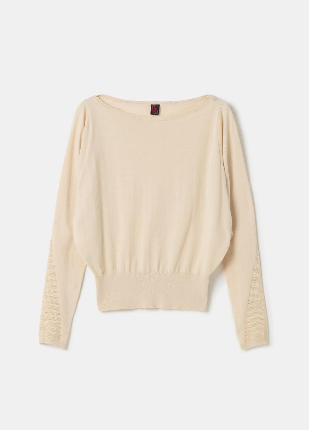 Stefanel Maglia crop in crêpe con inserto in mesh Offerta Giorno del Papà