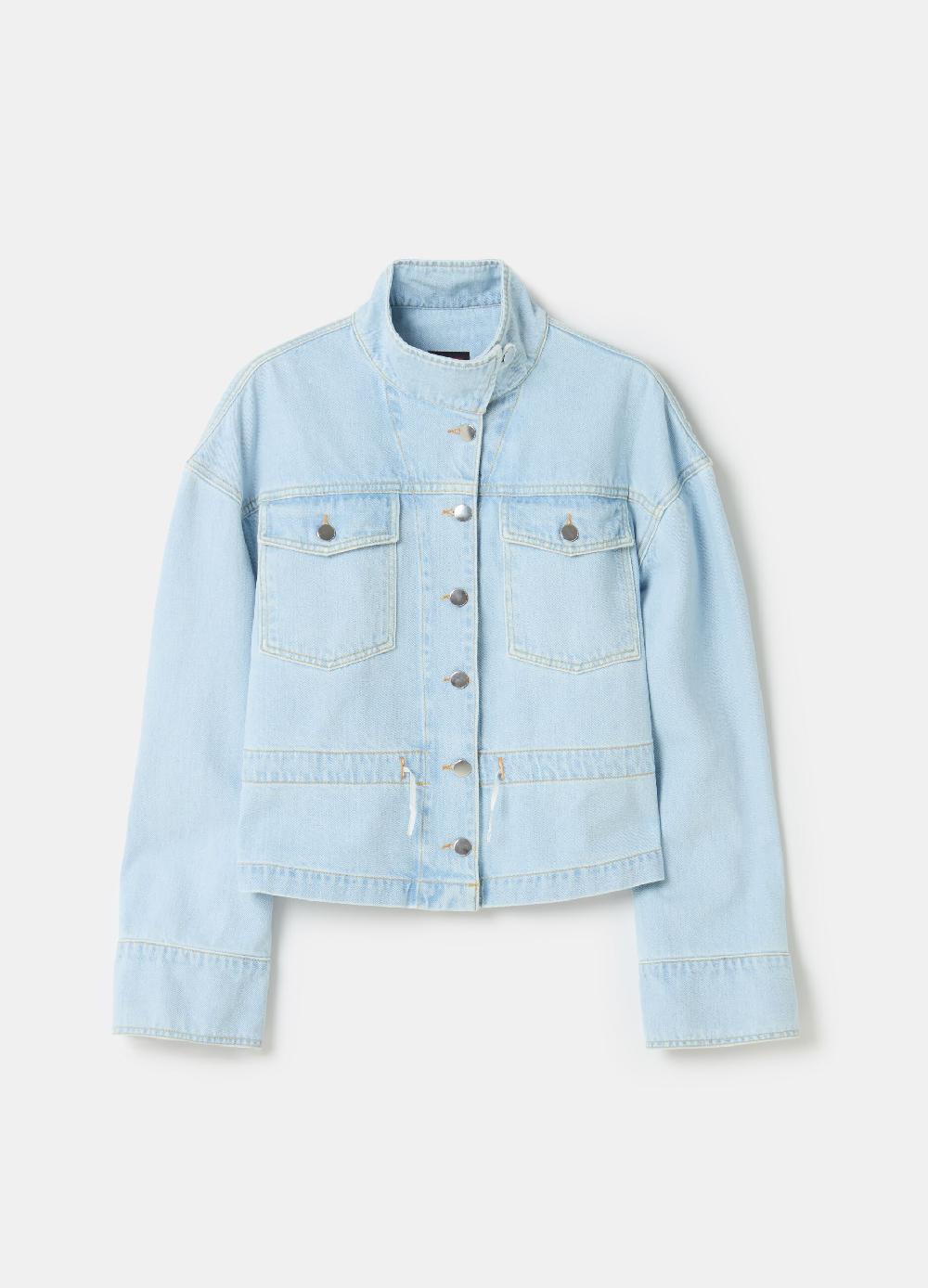 Stefanel Giubbino corto over in denim a collo alto Offerta San Valentino