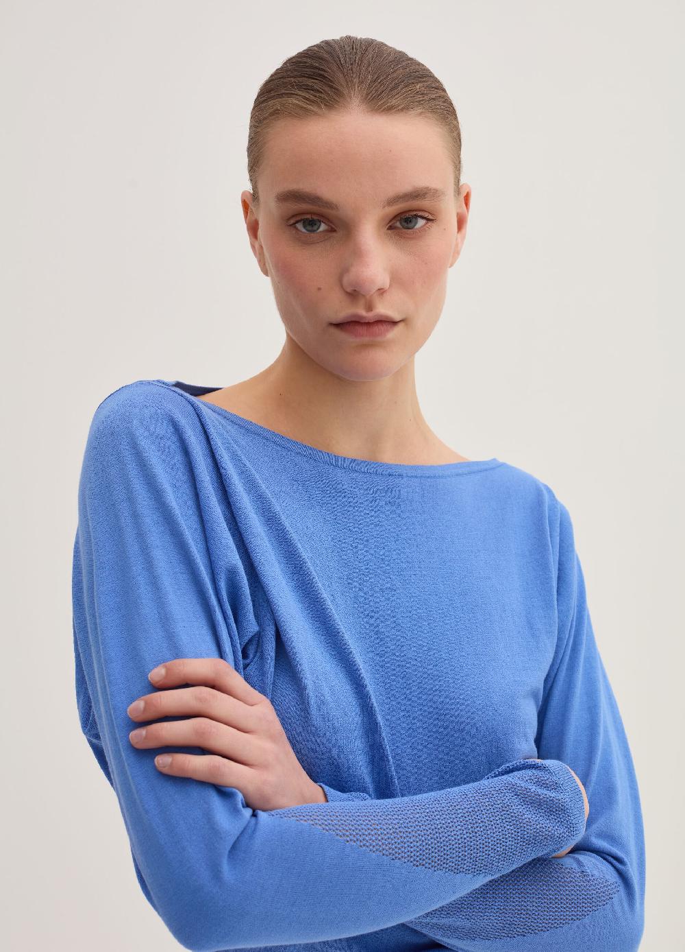 Stefanel Maglia crop in crêpe con inserto in mesh Offerta Anniversario