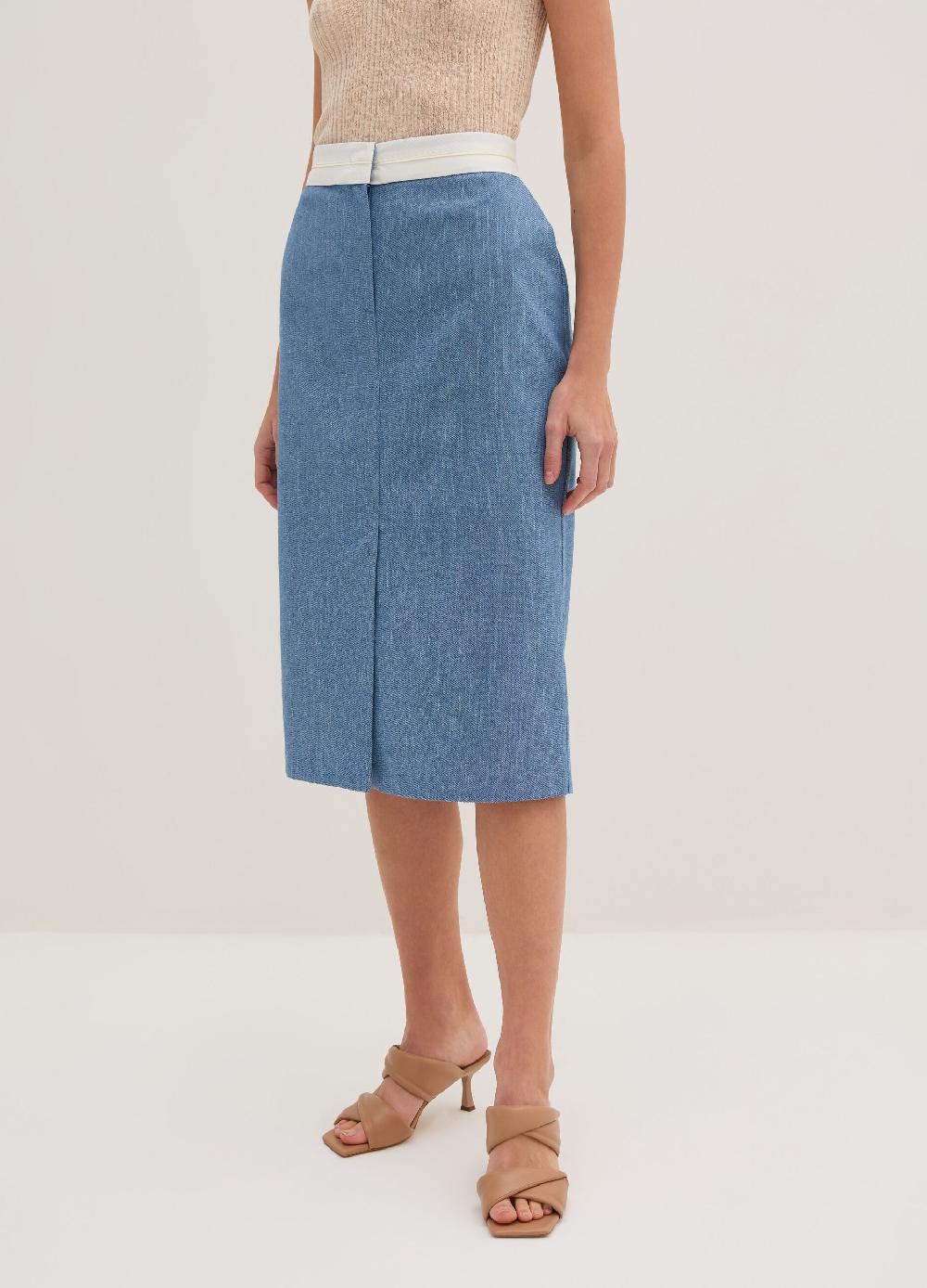 Stefanel Gonna midi sartoriale a tubo effetto denim Lightning offer