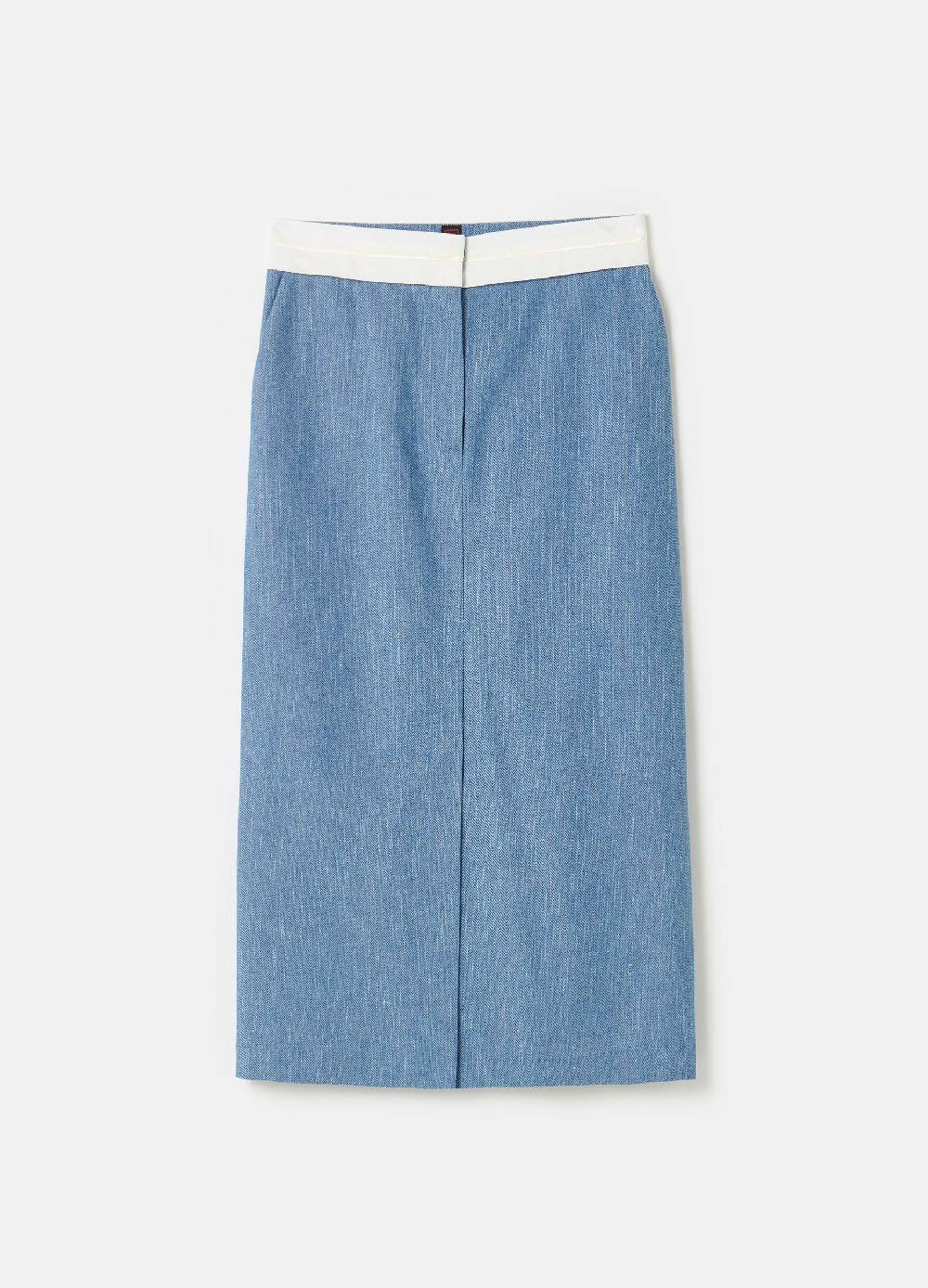 Stefanel Gonna midi sartoriale a tubo effetto denim Lightning offer