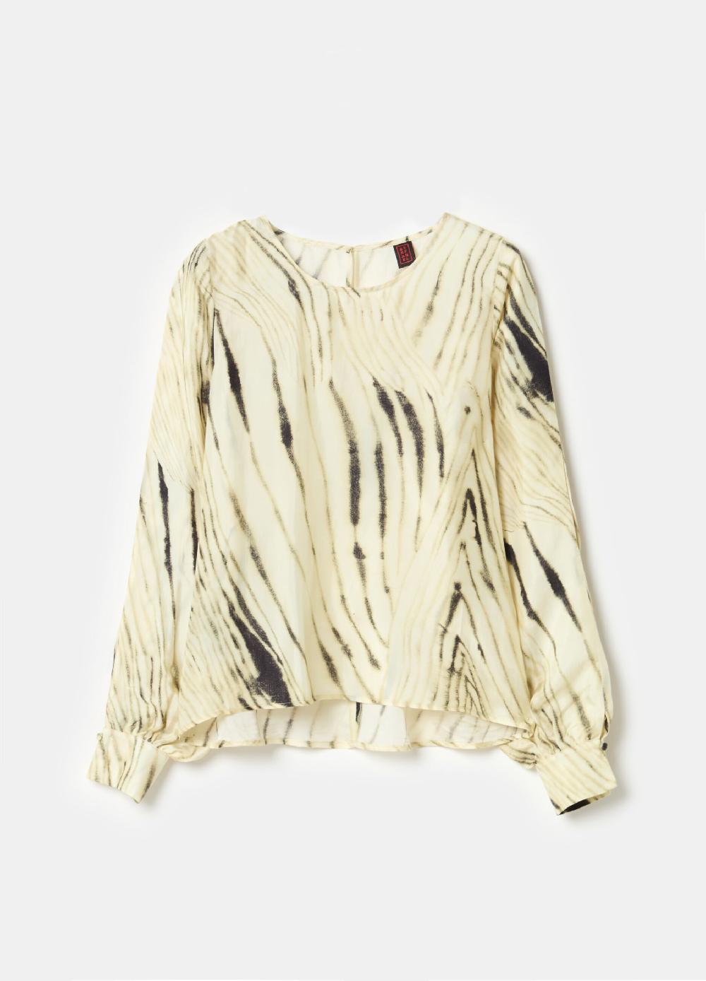 Stefanel Blusa in cupro e viscosa habotai stampata Grandi sconti