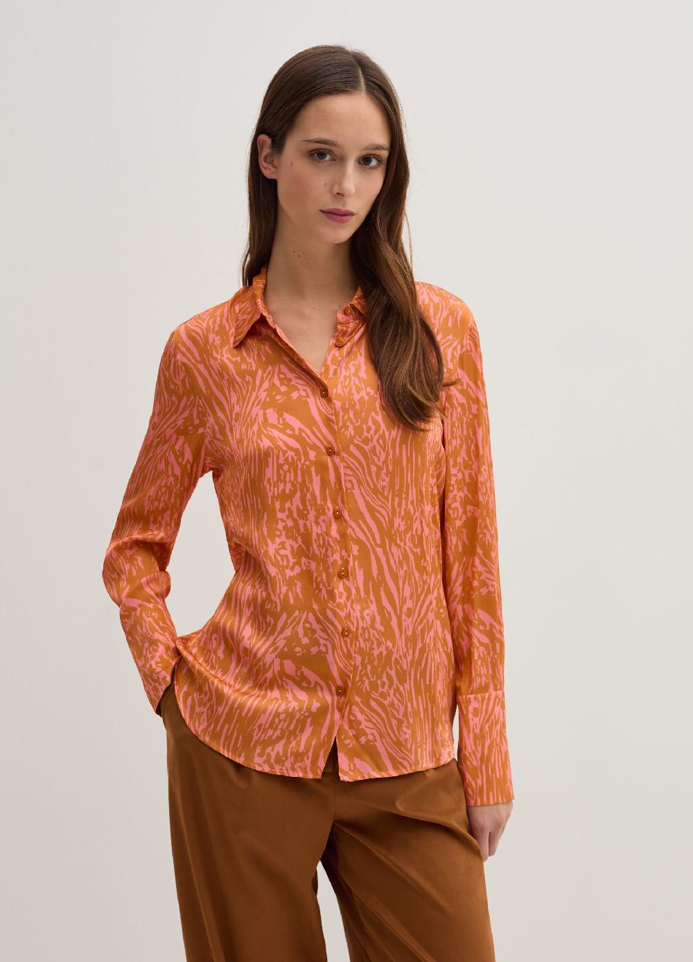 Stefanel Camicia in satin con stampa moire Sconti VIP