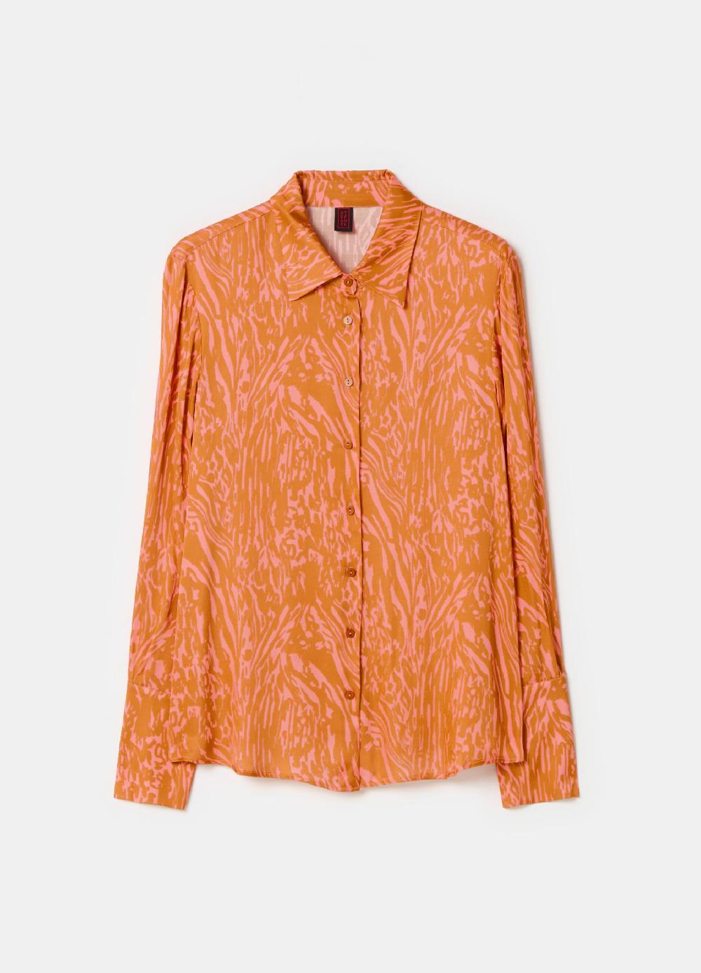 Stefanel Camicia in satin con stampa moire Sconti VIP