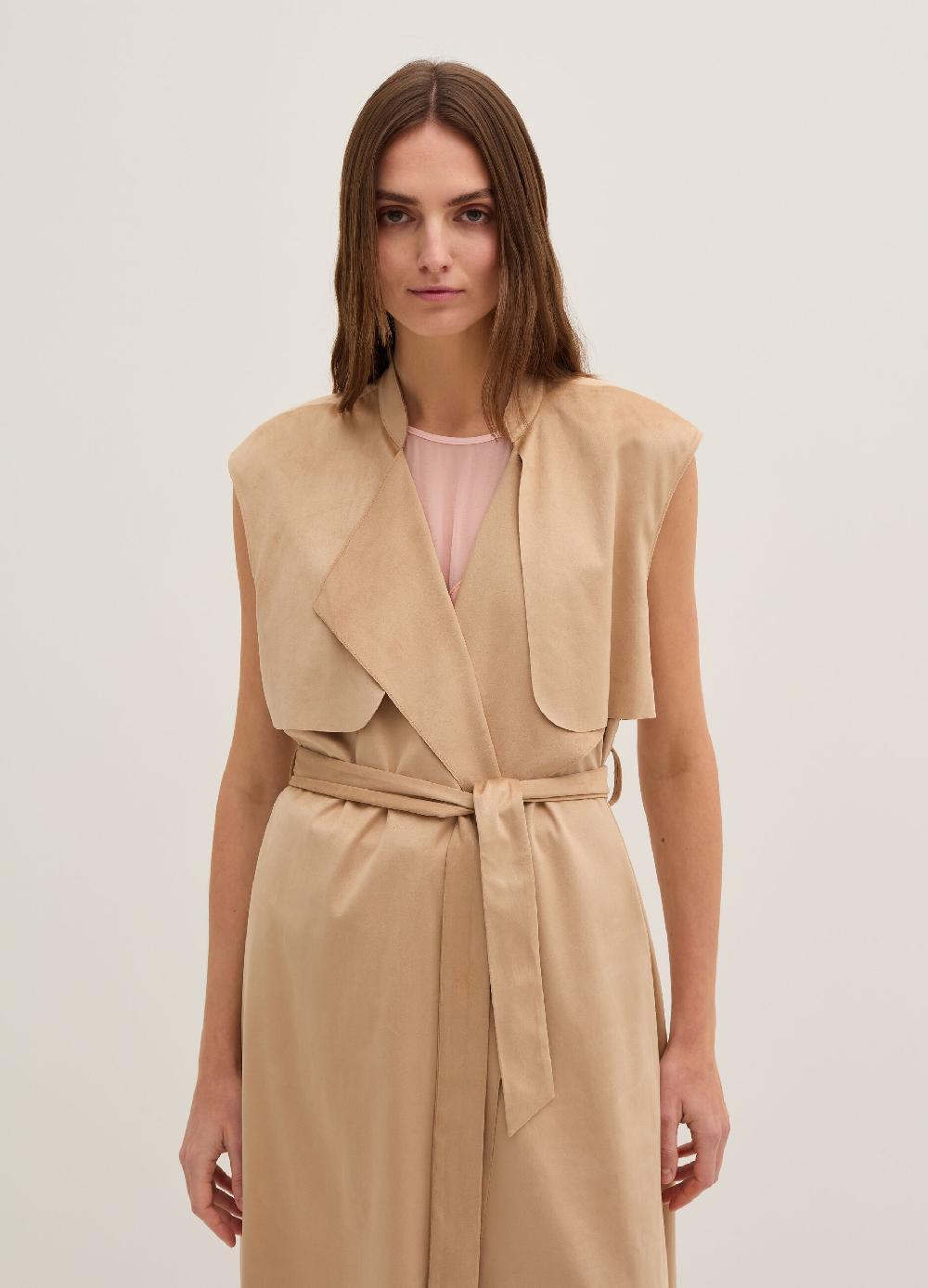 Stefanel Gilet lungo scamosciato con cintura Offerta settimanale