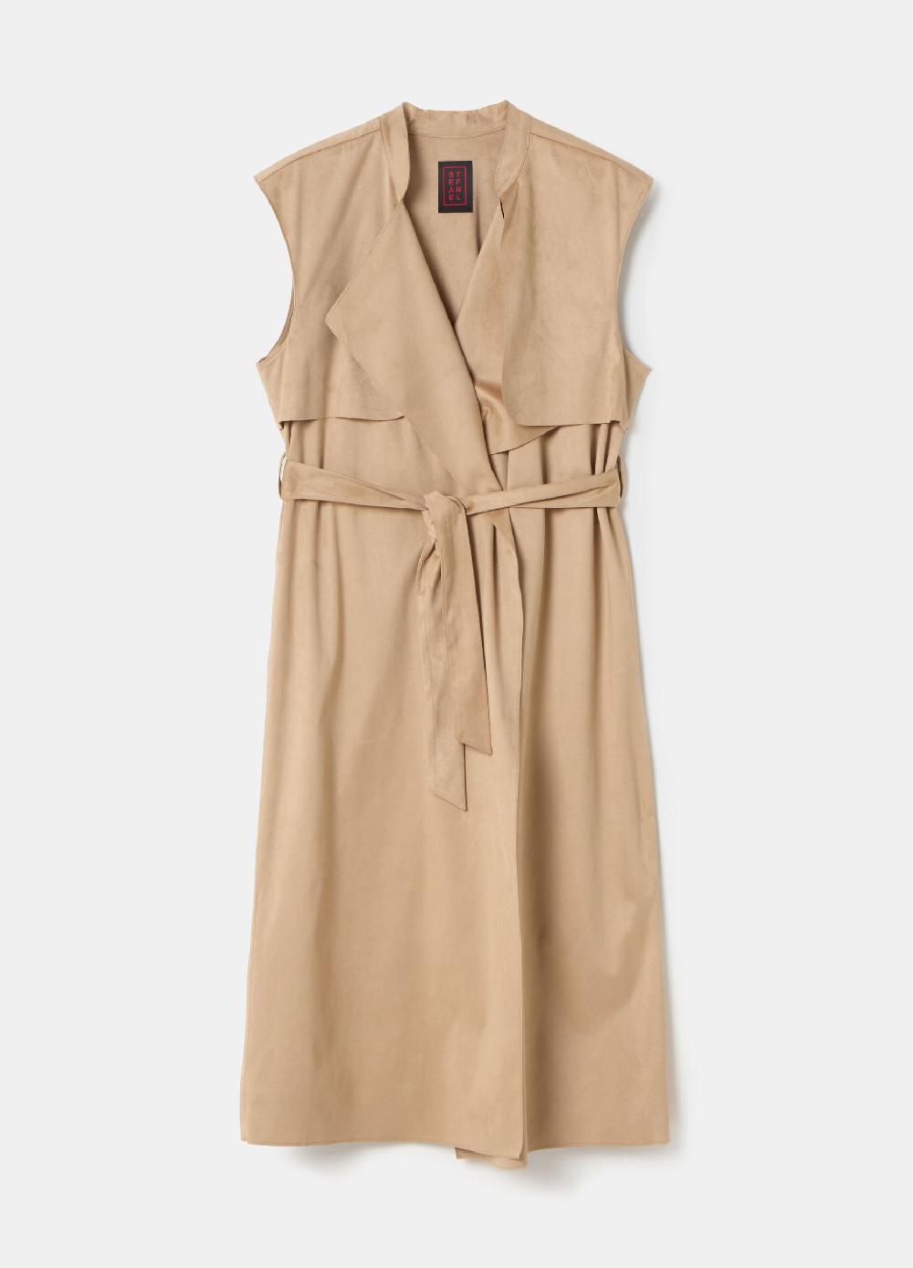 Stefanel Gilet lungo scamosciato con cintura Offerta settimanale