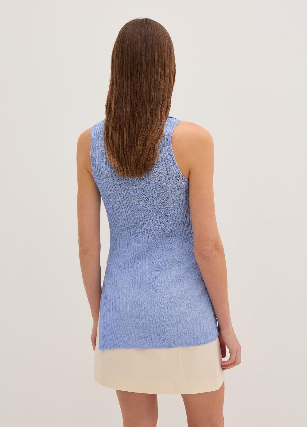 Stefanel Top smanicato a costine con scollo a polo Super sconto