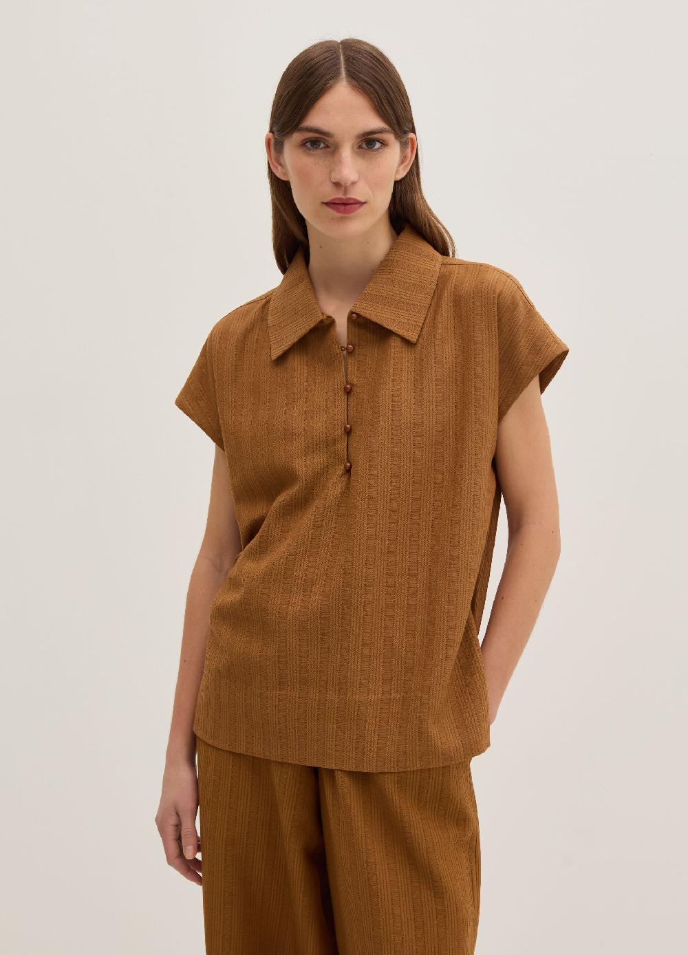 Stefanel Blusa gessata scollo serafino con colletto Limitato a 3 giorni