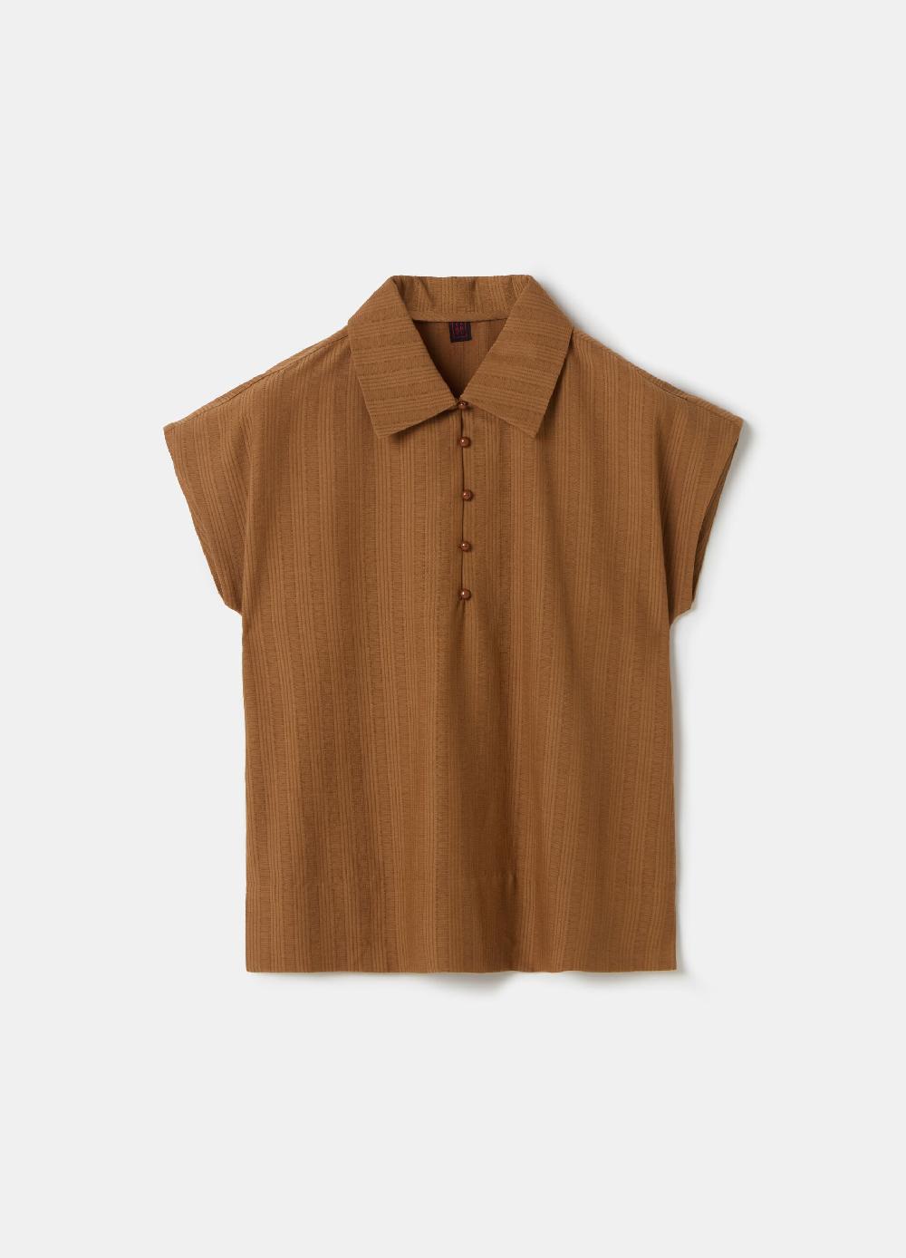 Stefanel Blusa gessata scollo serafino con colletto Limitato a 3 giorni