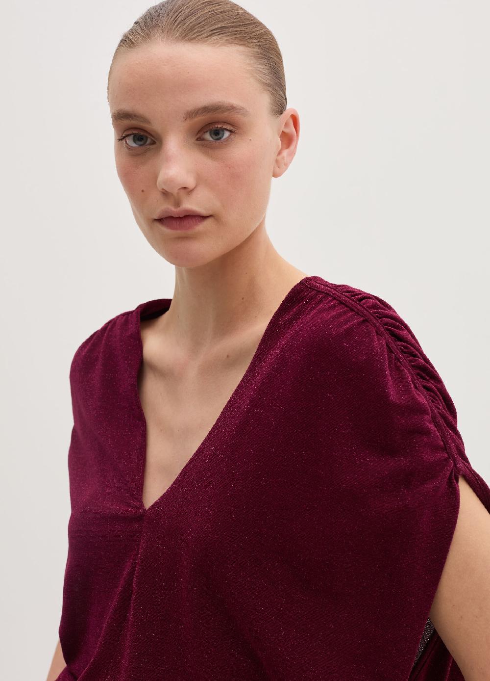 Stefanel T-shirt smanicata in lurex con arricciatura Sconti questo mese