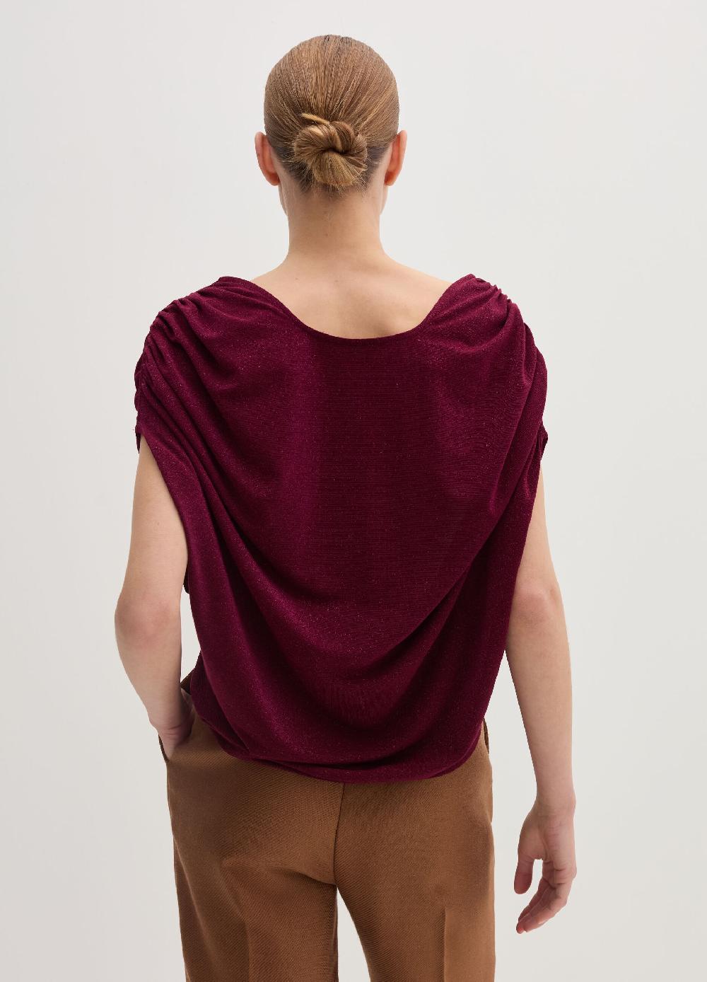 Stefanel T-shirt smanicata in lurex con arricciatura Sconti questo mese