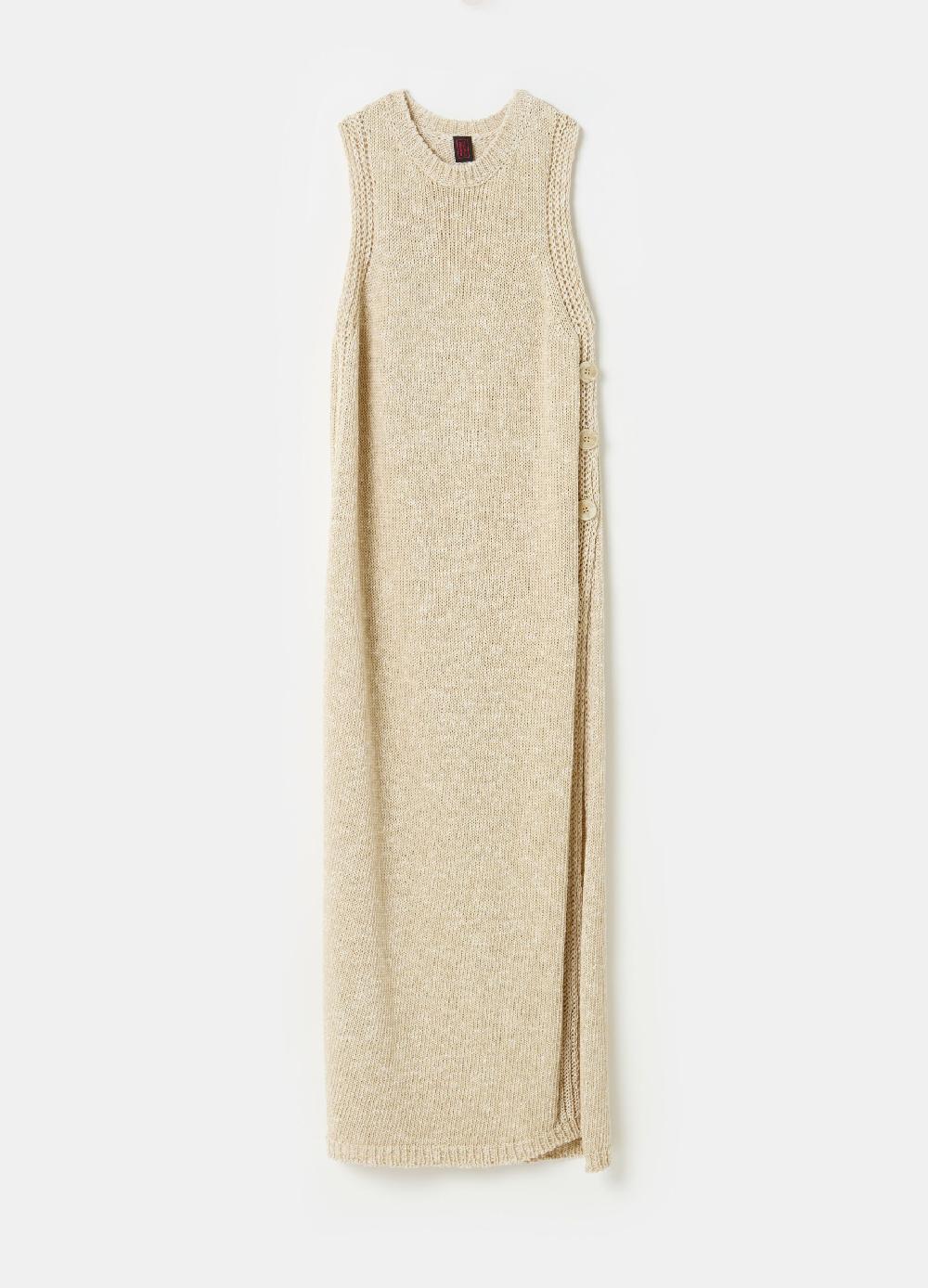 Stefanel Vestito midi con spacco e bottoni Italy