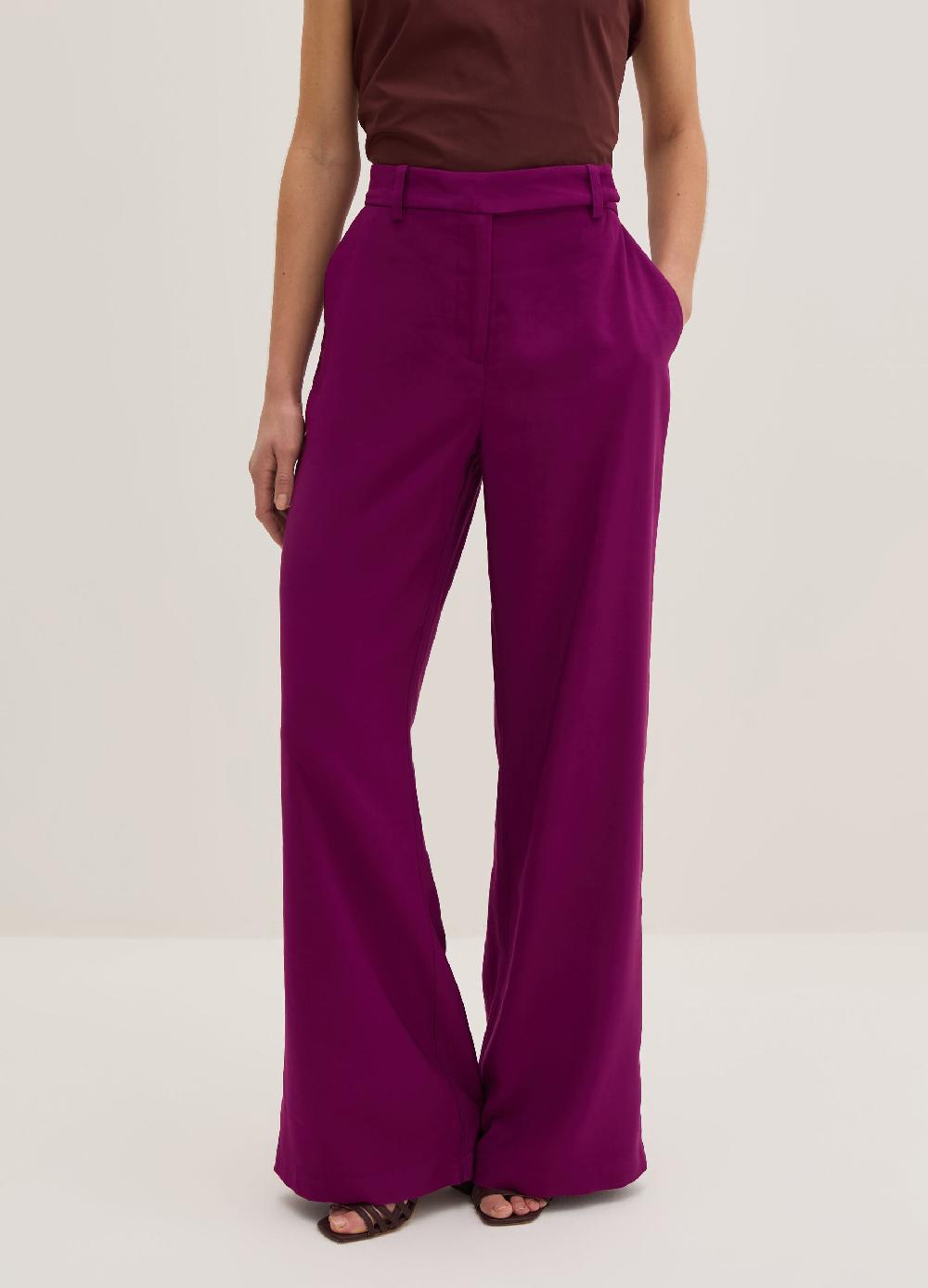 Stefanel Pantalone palazzo wide leg in twill tecnico Italia
