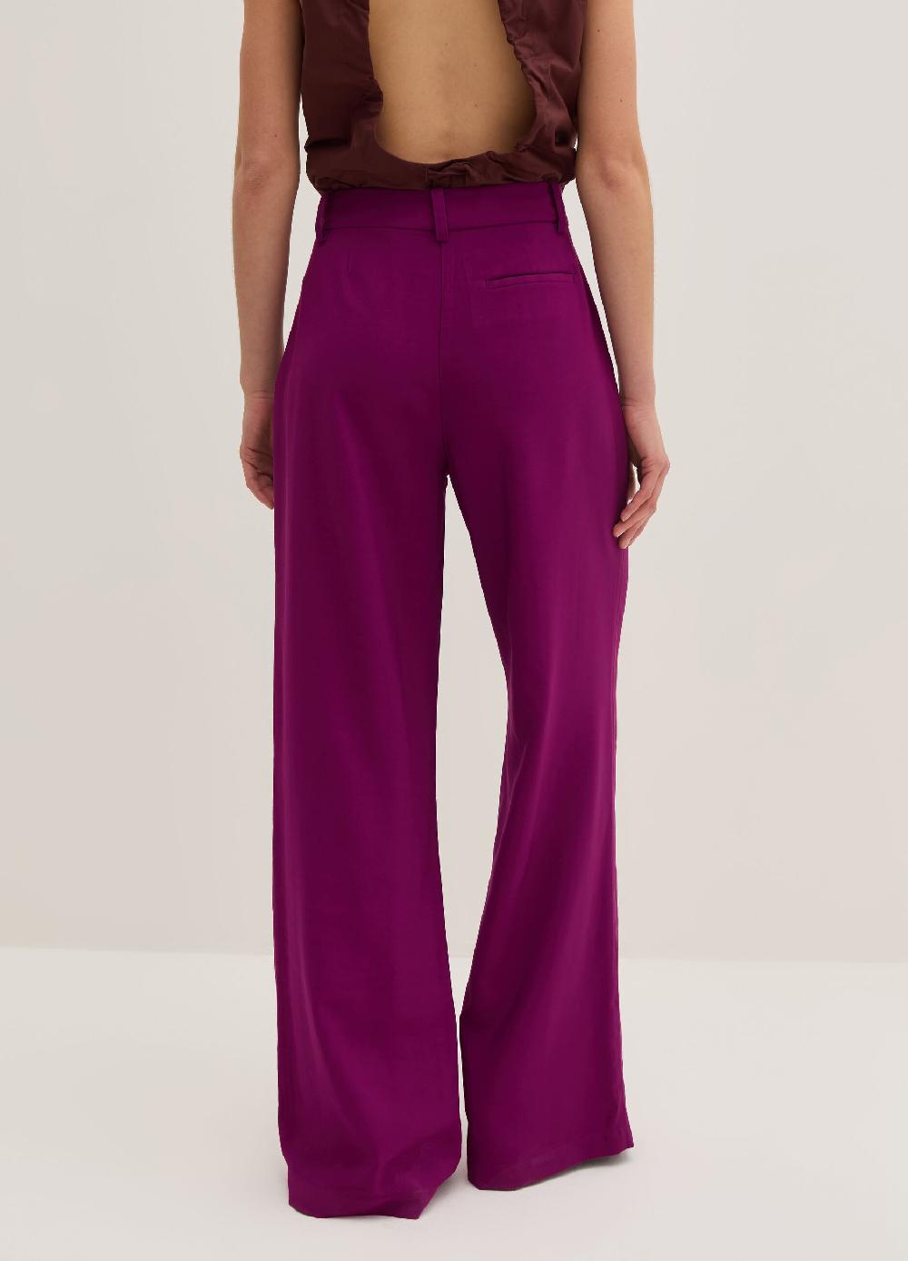 Stefanel Pantalone palazzo wide leg in twill tecnico Italia
